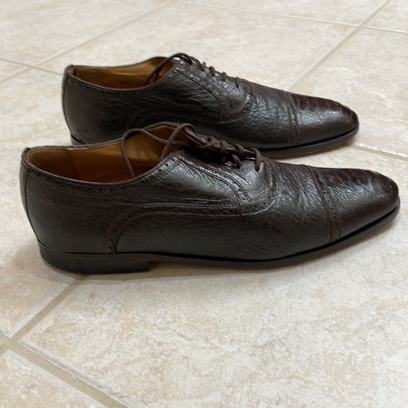 Zelli 400 Ostrich Leg Cap Toe Lace Up Brown - Picture 2 of 7